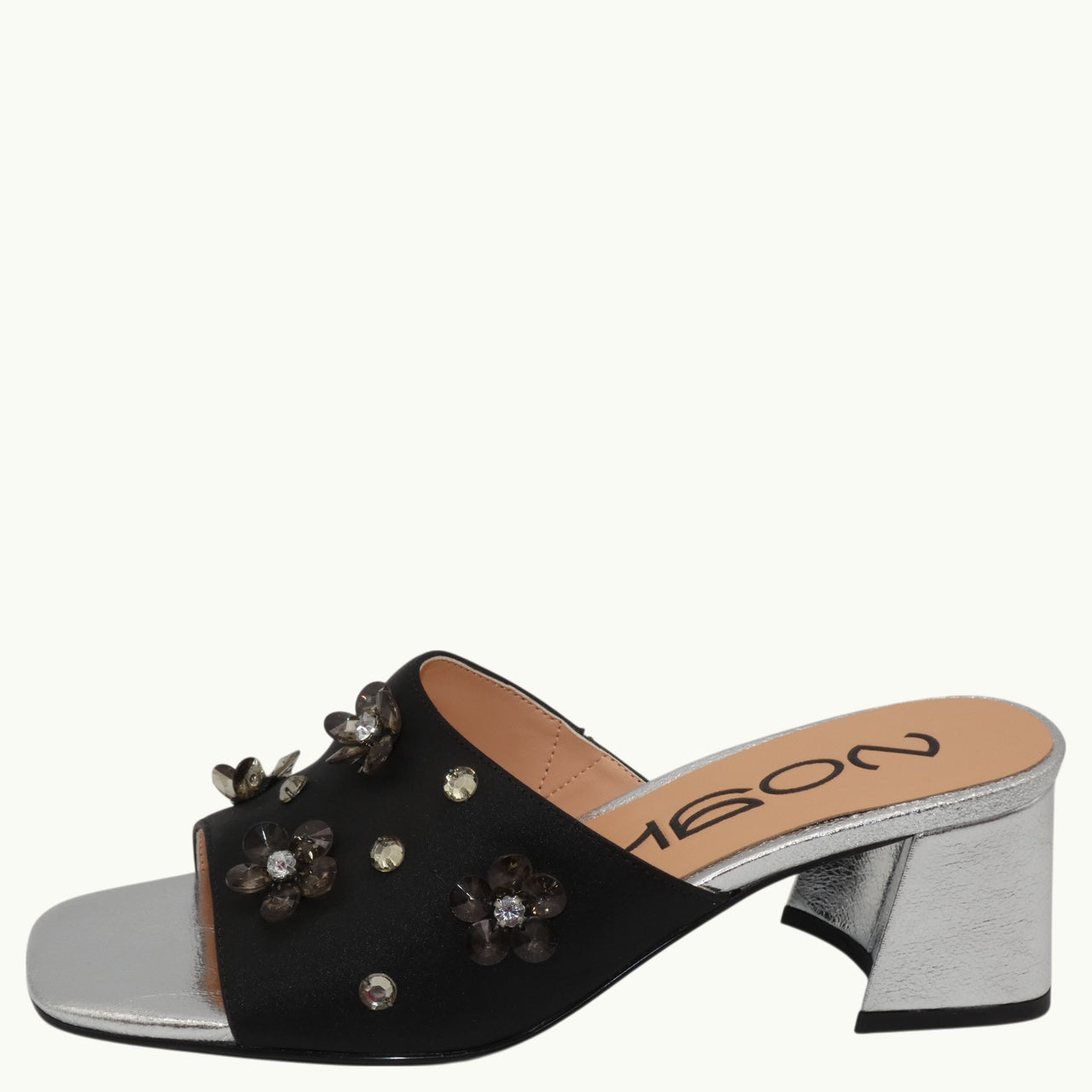 Satin-Effect Sandal with Beads MATI-04
