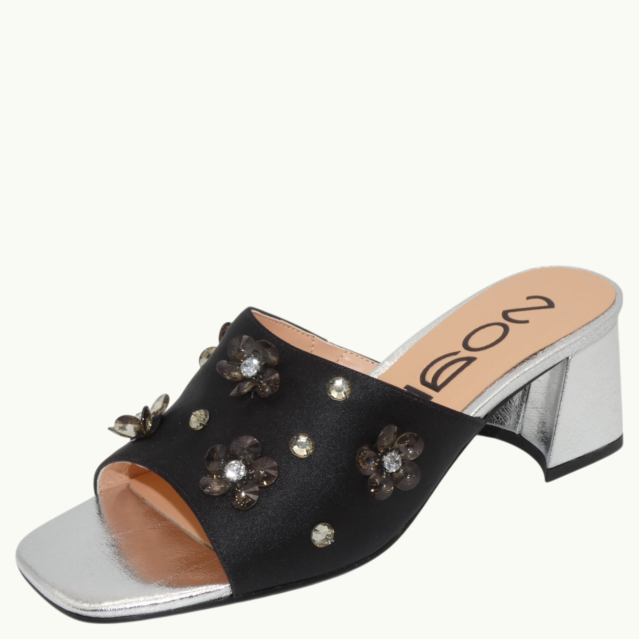 Satin-Effect Sandal with Beads MATI-04