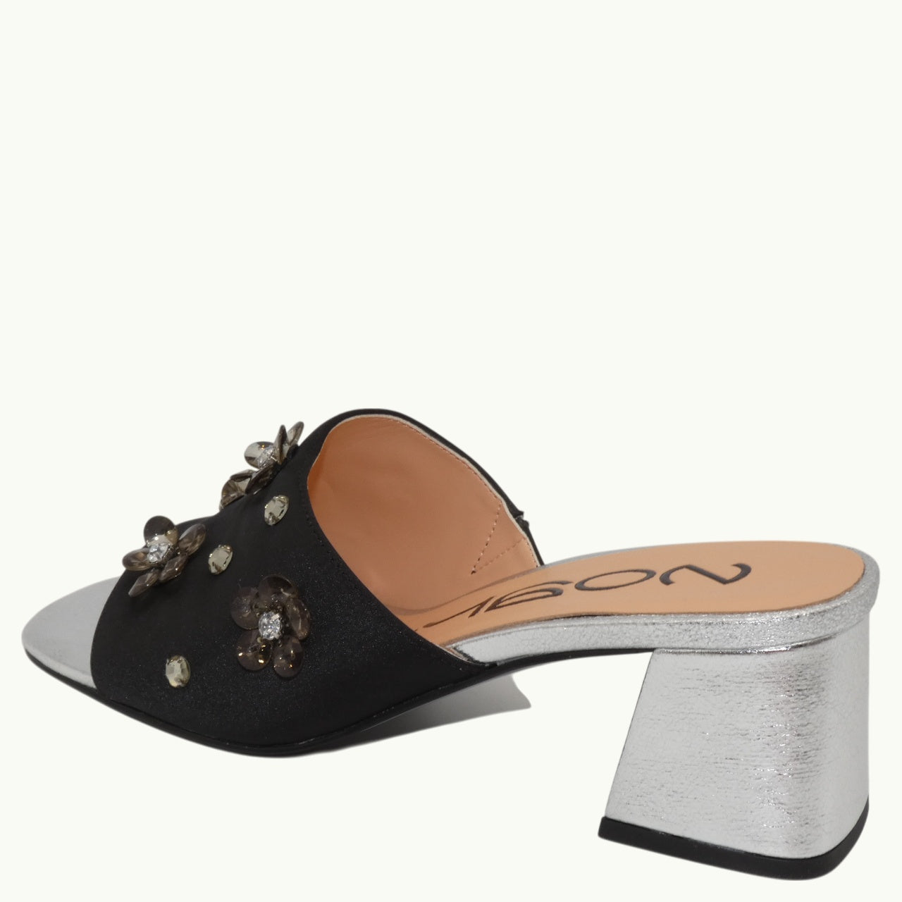 Satin-Effect Sandal with Beads MATI-04