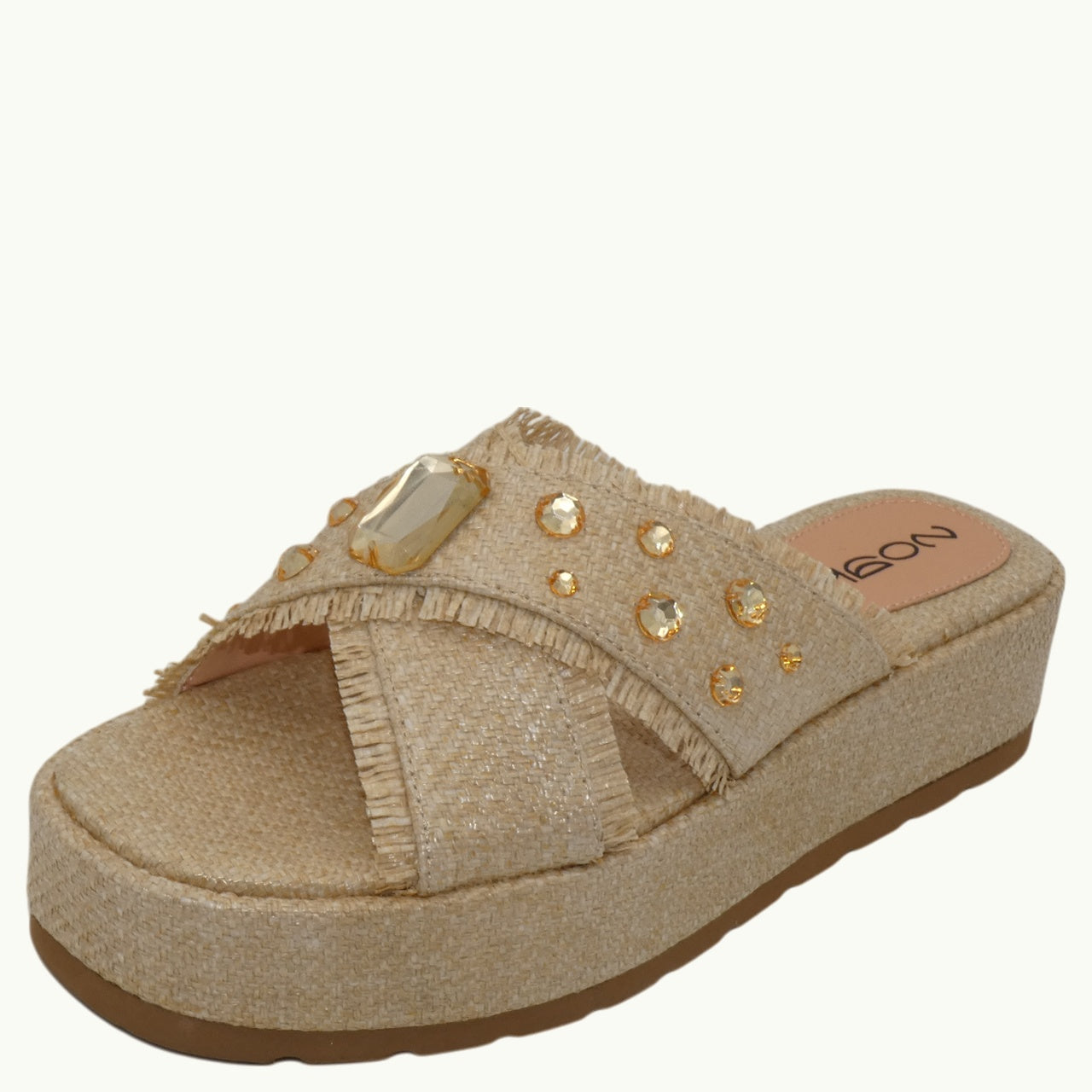 Sandalia Plataforma Rafia con Abalorios NABIL-03