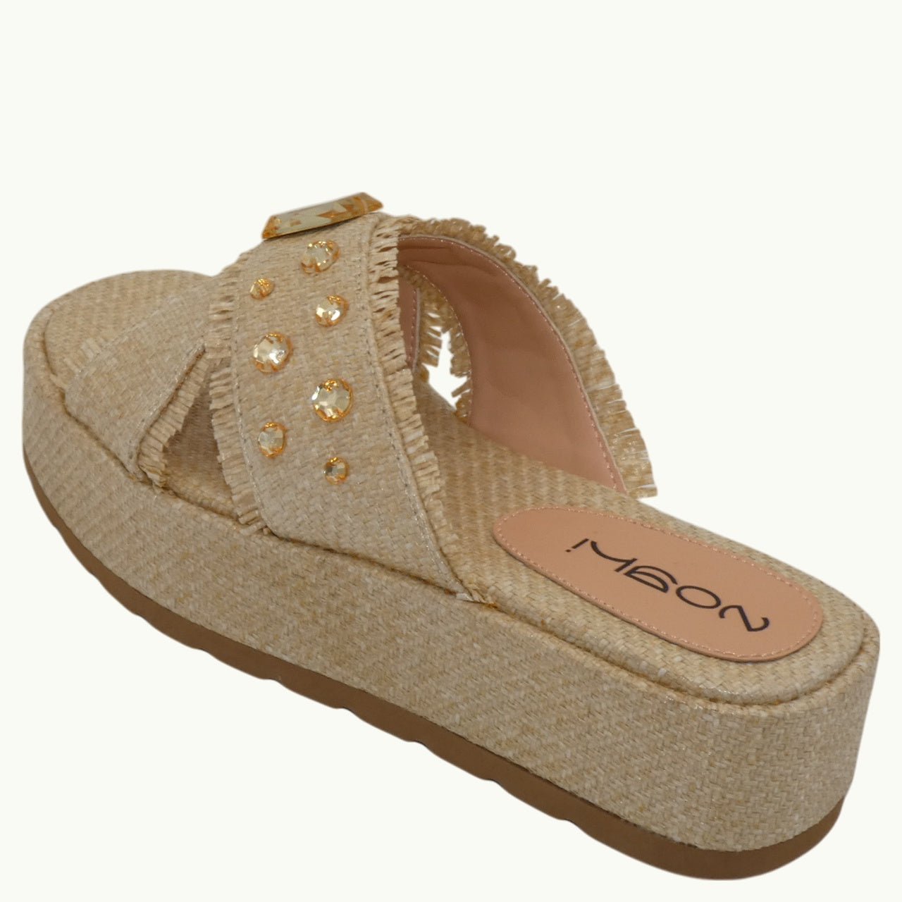 Sandalia Plataforma Rafia con Abalorios NABIL-03