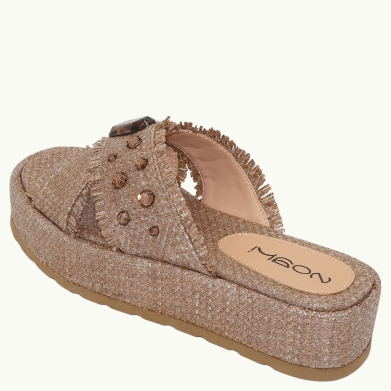 Sandalia Plataforma Rafia con Abalorios NABIL-03