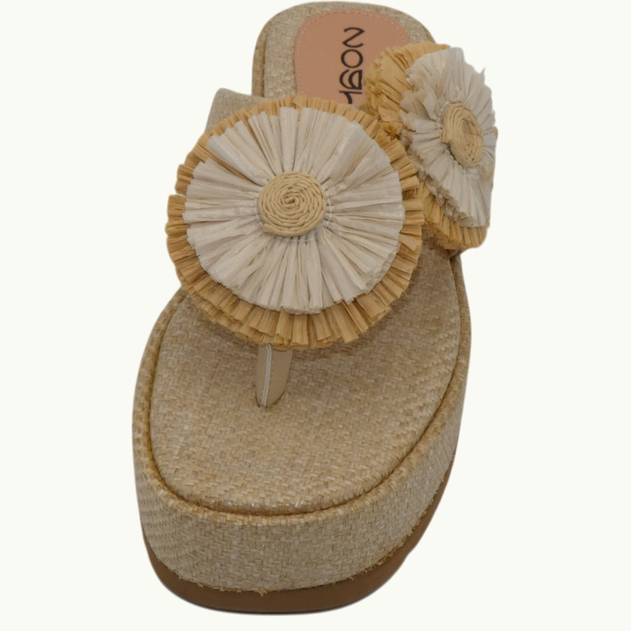 Raffia Platform Sandal with Flowers NABIL-04