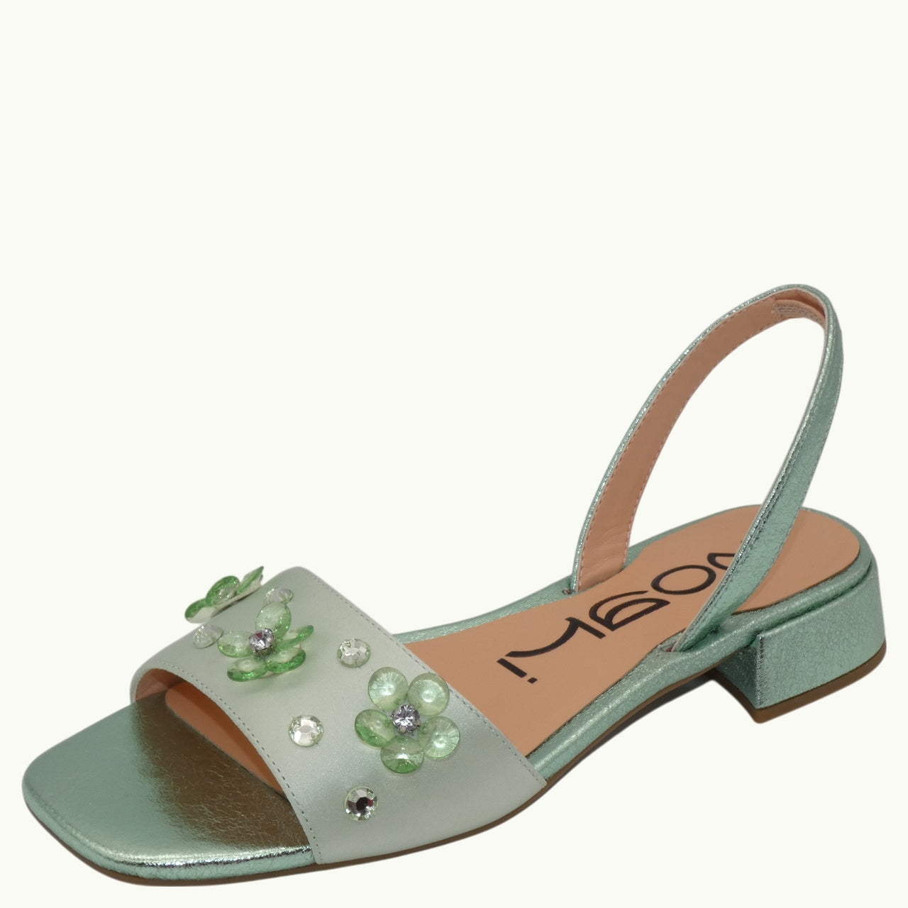 Satin-Effect Sandal with Beads NOBU-04