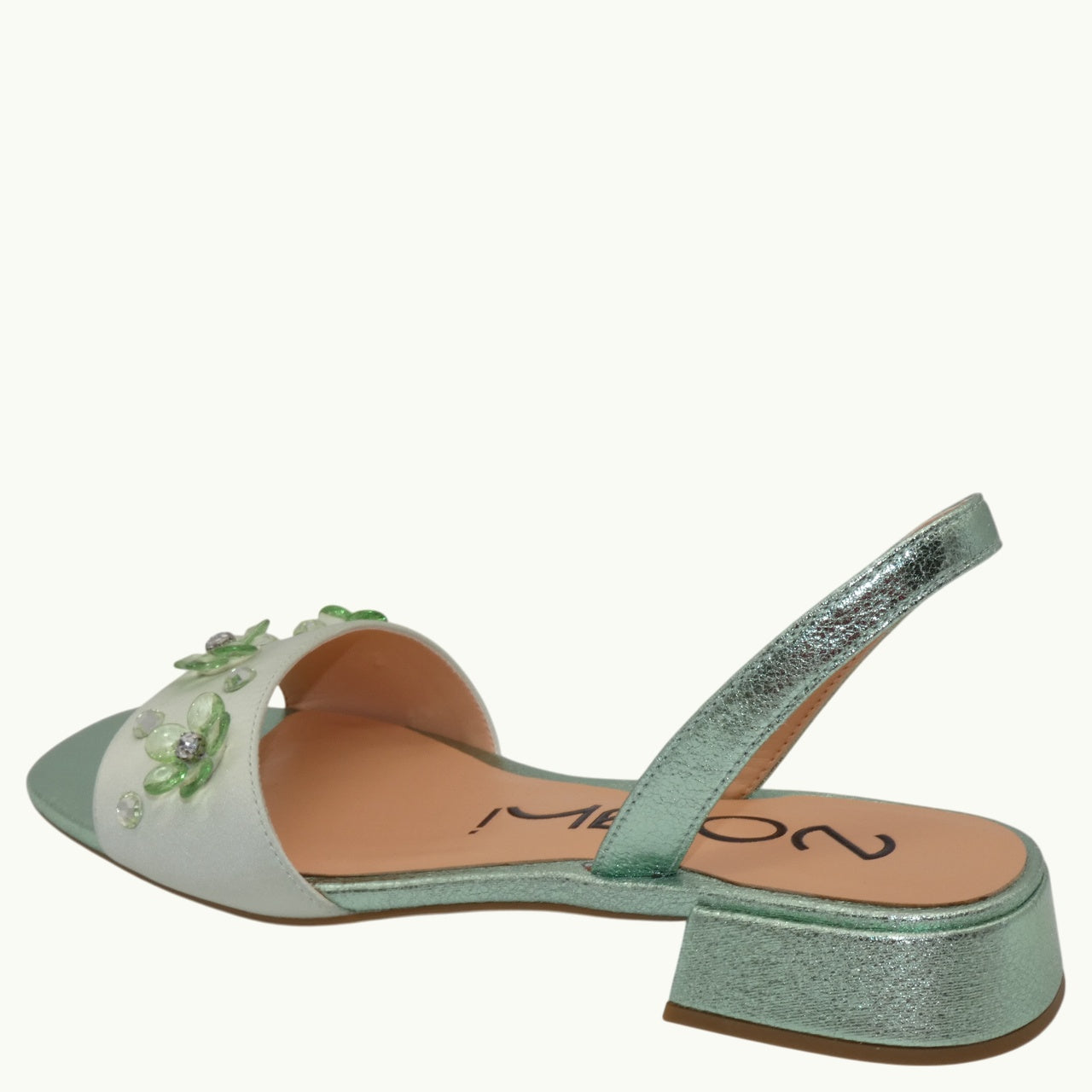 Satin-Effect Sandal with Beads NOBU-04