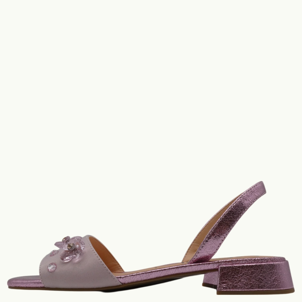 Satin-Effect Sandal with Beads NOBU-04