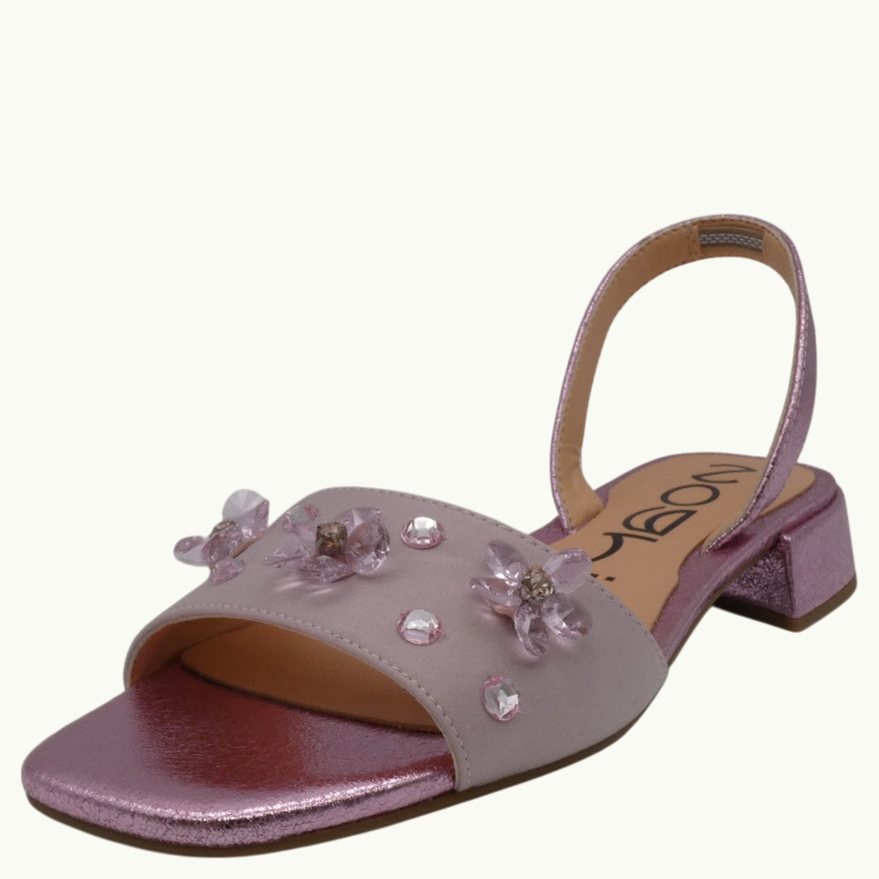 Satin-Effect Sandal with Beads NOBU-04