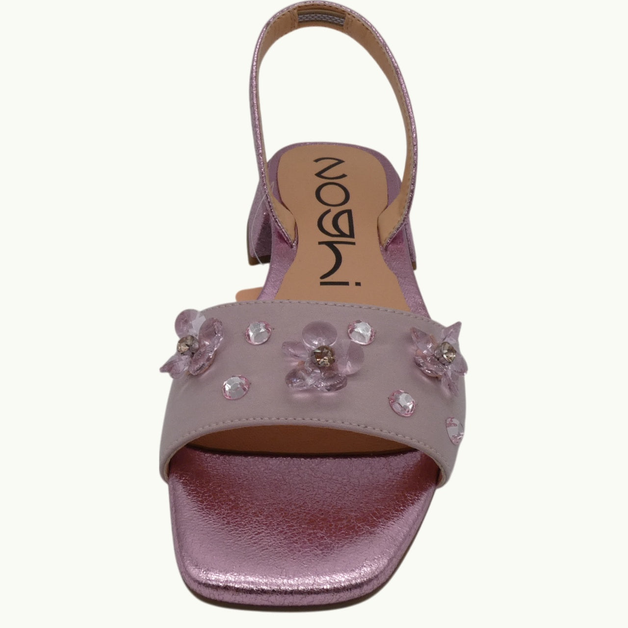 Satin-Effect Sandal with Beads NOBU-04