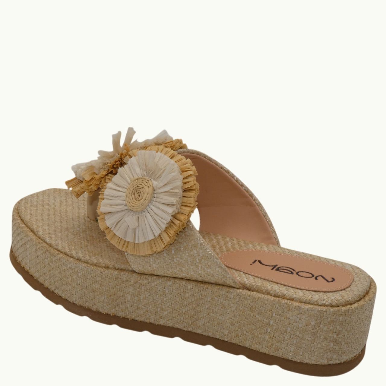 Sandalia Plataforma Rafia Flores NABIL-04