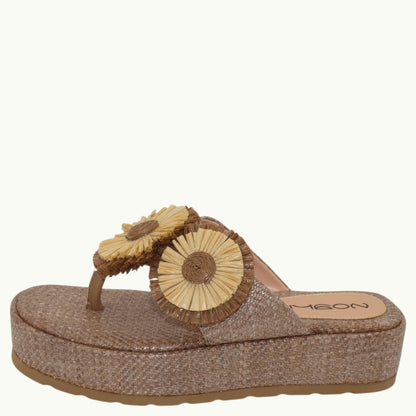 Sandalia Plataforma Rafia Flores NABIL-04