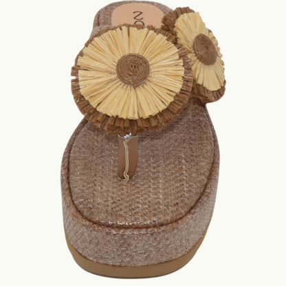 Sandalia Plataforma Rafia Flores NABIL-04