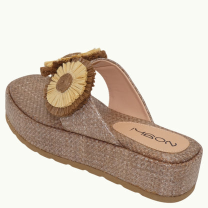 Sandalia Plataforma Rafia Flores NABIL-04